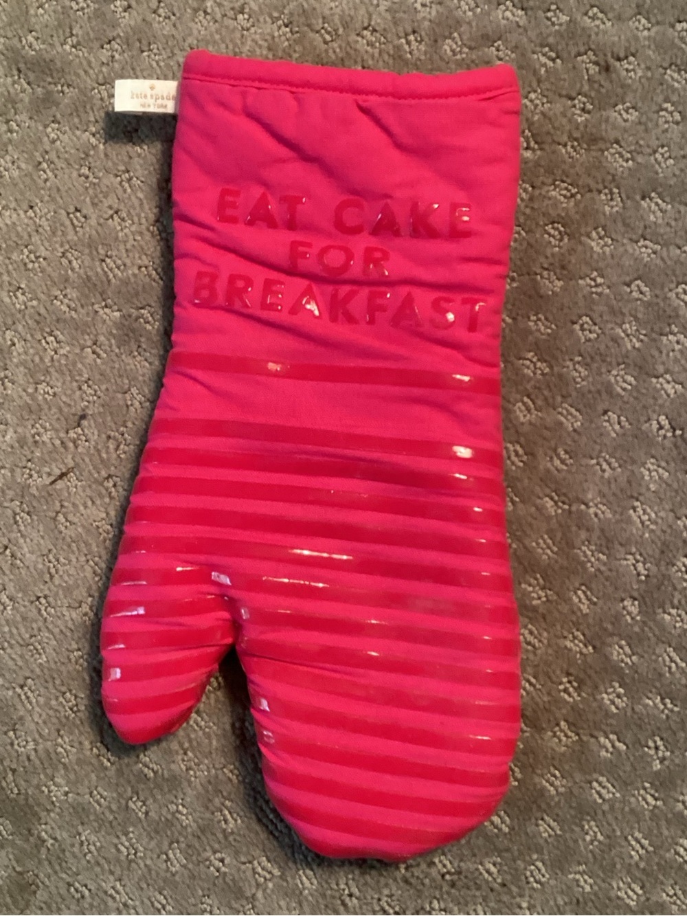 Kate Spade Hot Pink 'EAT CAKE FOR BREAKFAST' Oven Mitt
